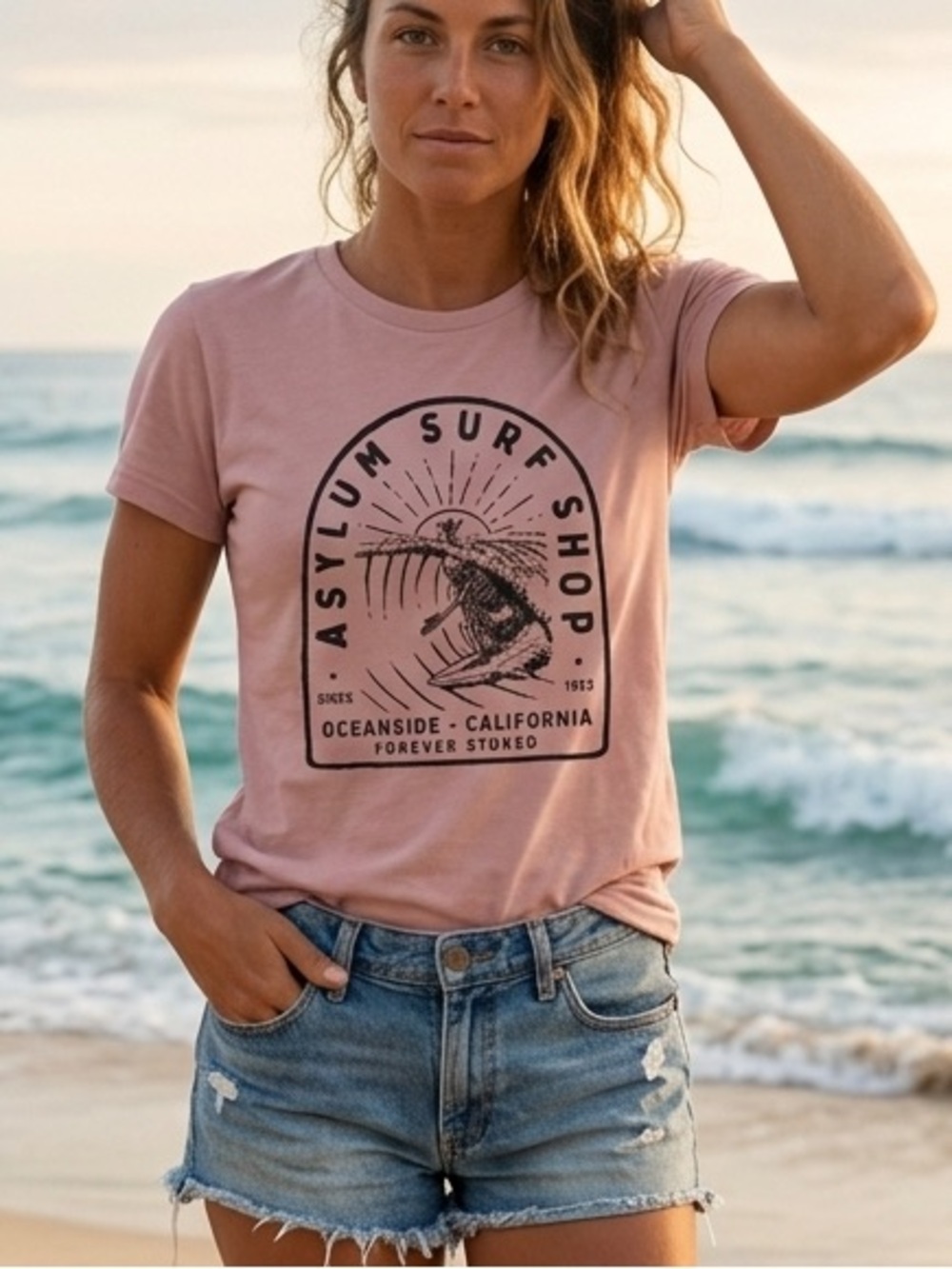 Yesterday’s Sportswear Asylum Surf Shop Skeleton Graphic Tee Cotton XL Pink